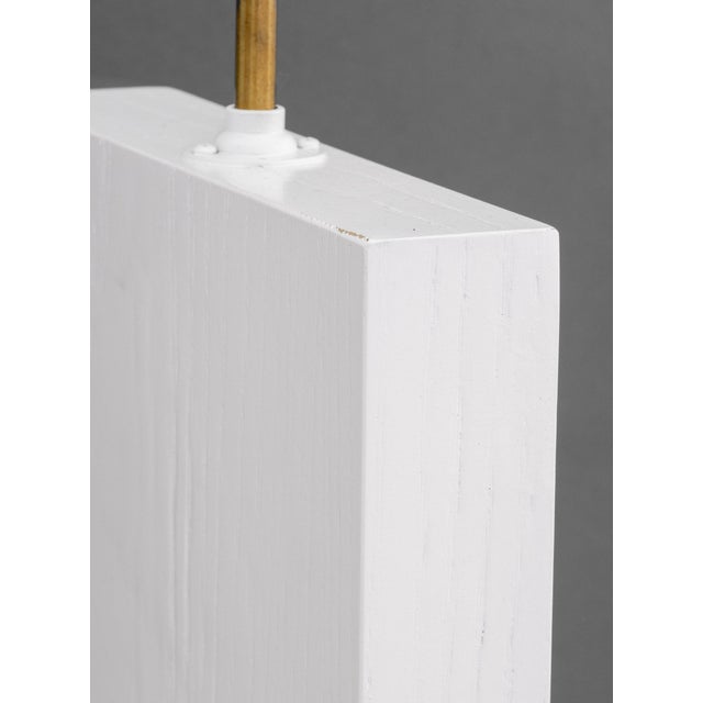 Wood Minimalist White Painted Wood Table Lamps, Pair For Sale - Image 7 of 8