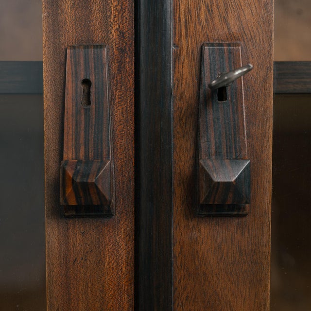 Black Art Deco Amsterdam School Walnut and Birdseye Maple Cabinet with Glass Doors, 1930s For Sale - Image 8 of 18