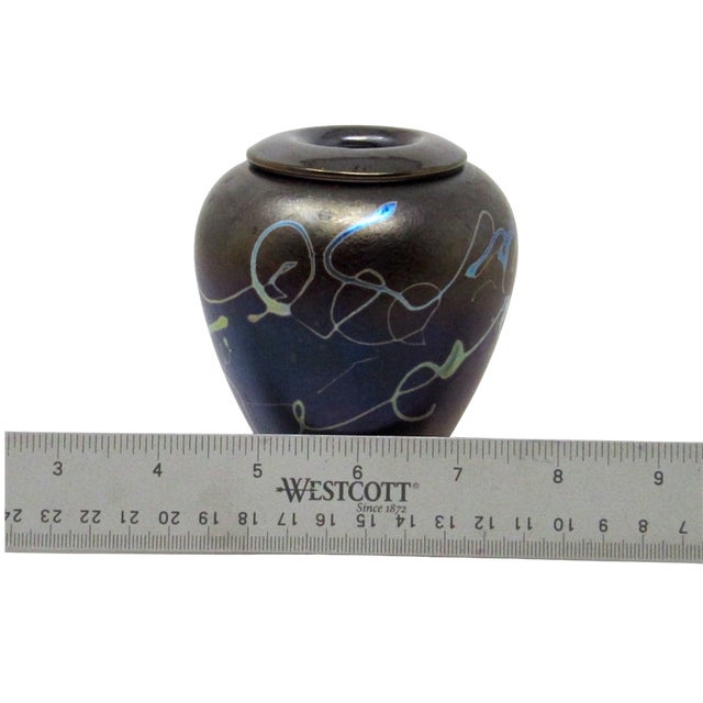 Brown Robert Held Iridescent Glass Vase: Signed 1990s - Art Nouveau Style For Sale - Image 8 of 9