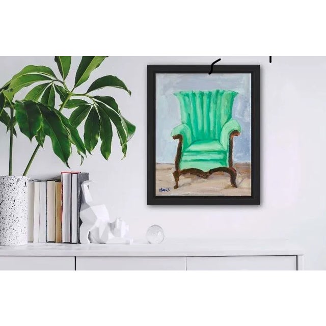 2020s "Green Chair" Contemporary Still Life Original Oil Painting on Canvas by Lisa Haas For Sale - Image 5 of 12