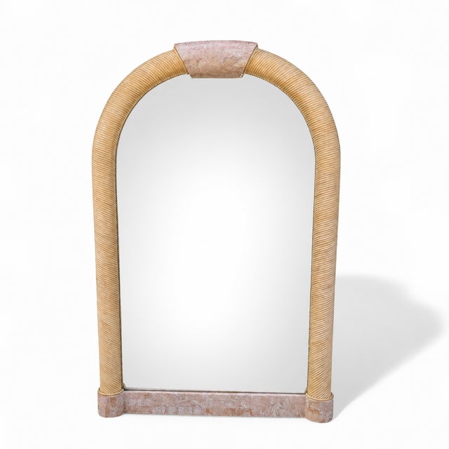 1980s Postmodern Tessellated Stone Arched Wall Mirror For Sale - Image 10 of 18