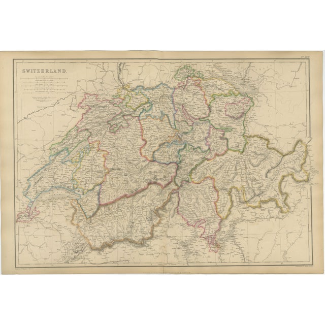 Antique Map of Switzerland from Blackie & Son, 1860s For Sale - Image 11 of 11