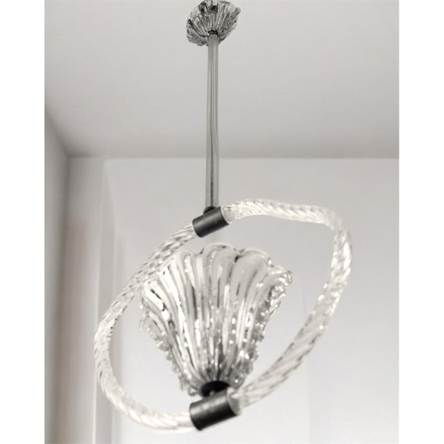 Barovier & Toso Large Vintage Murano Glass Chandelier Art Deco Flower Shape Design by Barovier and Toso Italy 1940s For Sale - Image 4 of 9