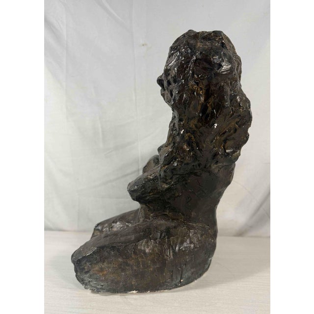 Mid-Century Modern "Seated Female"— Bronze-Finish Plaster Sculpture, Herbert Simon 1965 For Sale - Image 3 of 5