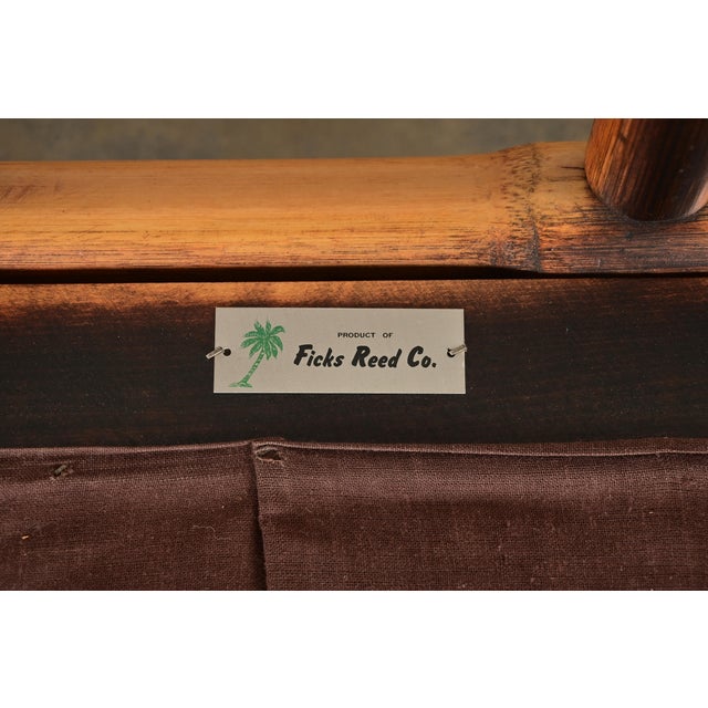 Brown John Wisner for Ficks Reed Mid-Century Hollywood Regency Bamboo Rattan Lounge Chairs, Pair For Sale - Image 8 of 9