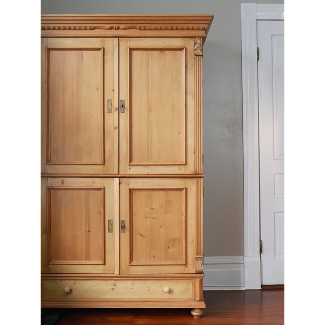 English Pine Linen Press, Armoire, Wardrobe For Sale - Image 10 of 10