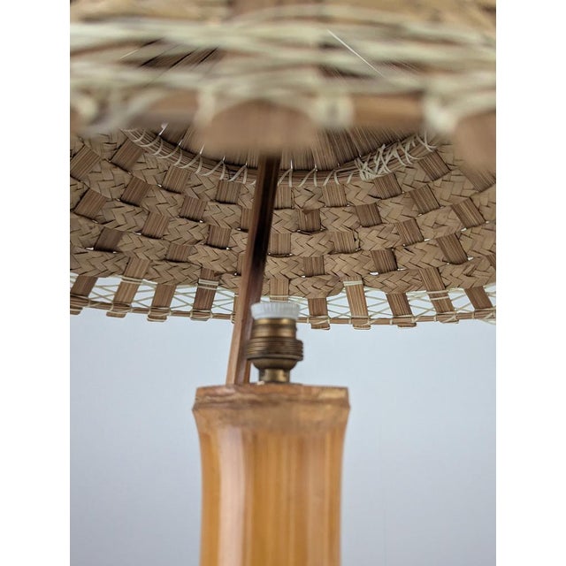 Bamboo and Rattan Table Lamp with Woven Shade, 1950s For Sale - Image 14 of 16