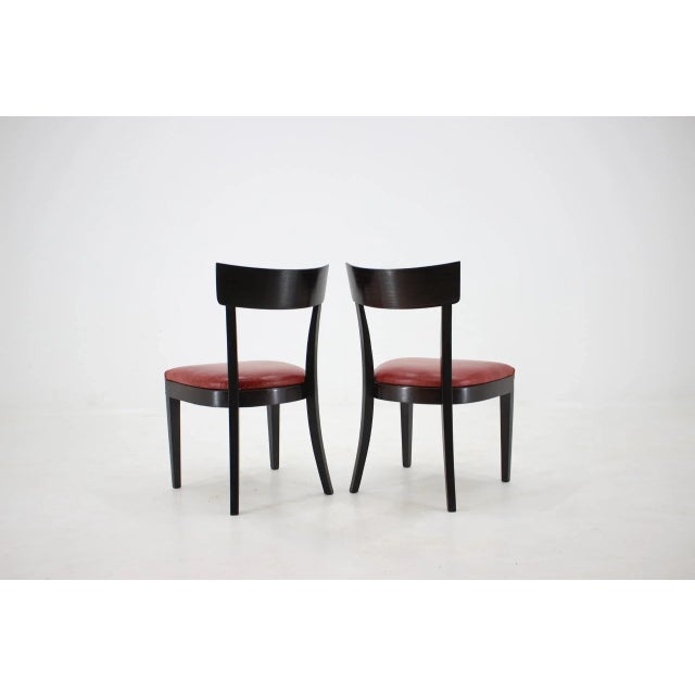 Wood Red Leather Dining Chairs for UP, Czechoslovakia, Set of 4, 1950s For Sale - Image 7 of 13