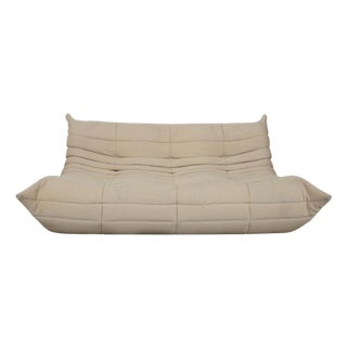 Togo 3-Seater Sofa in Cream Fabric By Michel Ducaroy for Ligne Roset For Sale