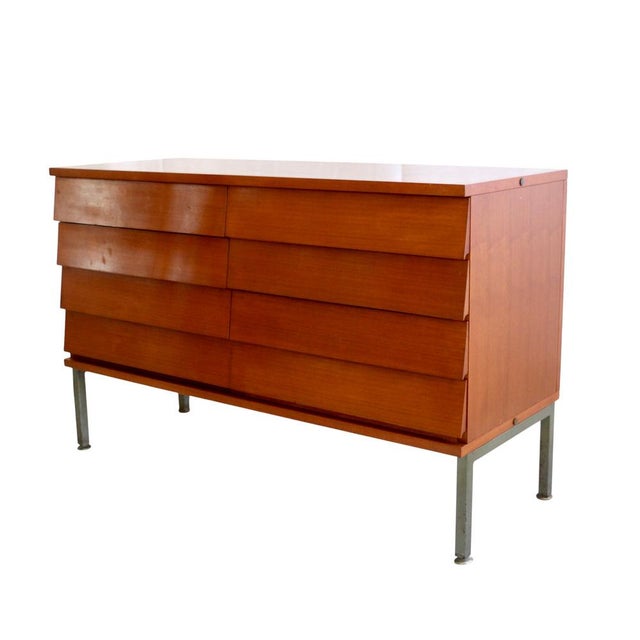 Vintage French Chest of Drawers with Eight Drawers and Steel Base, 1950s For Sale - Image 6 of 10