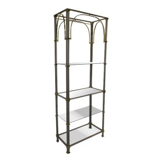 Steel Brass Glass Etagere in the Style of Jansen For Sale