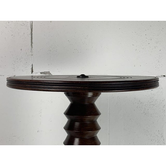 Brown French Brutalist Turned Wood Wine Press Side Table by Charles Dudouyt, France, 1940s For Sale - Image 8 of 18