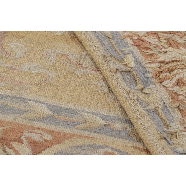 Textile Rug & Kilim's Aubusson Style Rug in Gold & Beige With Floral Medallion For Sale - Image 7 of 7
