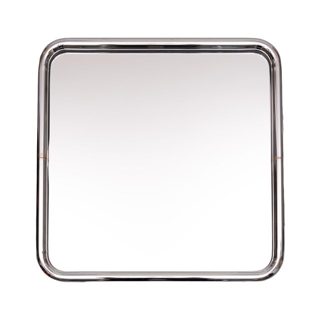 Silver Square Chrome Tube Frame Wall Mirror from Belgo Chrome, 1970s For Sale - Image 8 of 8