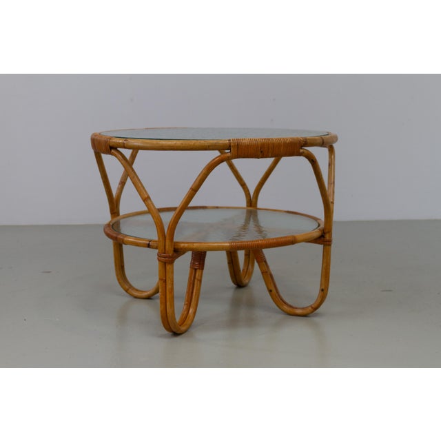 Wood Danish Bamboo, Rattan and Glass Table by Tove Kindt-Larsen for R. Wengler, 1940s For Sale - Image 7 of 18
