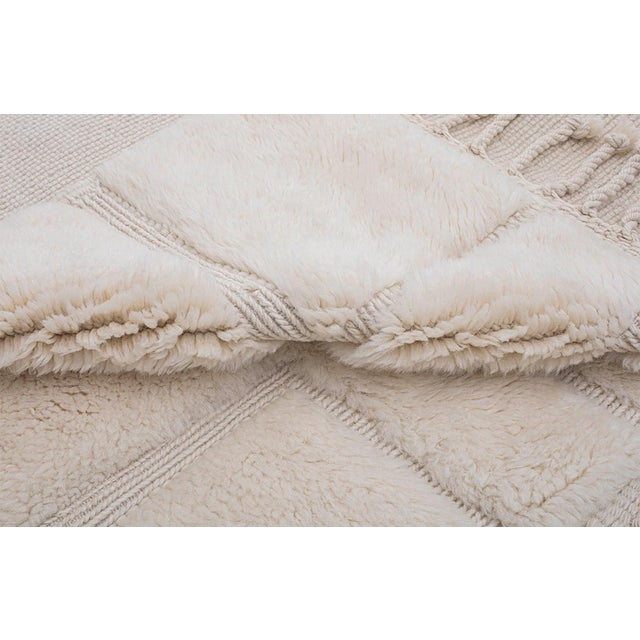 Ivory Large Hand-Knotted Wool Rug by Azele Studio For Sale - Image 8 of 11