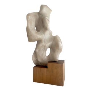 1971 Alabaster Figurative Sculpture by Leon Saulter For Sale