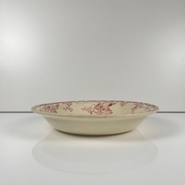 Oval Pink Earthenware Fontainebleau Salad Bowl from KG Lunéville, 19th Century For Sale - Image 3 of 11