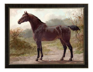Oldenburger Horse by Eerelman Framed in Italian Wood Vener Moulding