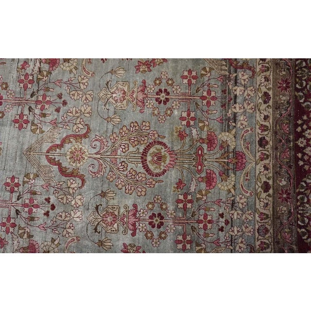 Sky Blue Beautiful Sky Blue Background Color With Floral Design in a Kirman Sytle Antique Persian Rug For Sale - Image 8 of 12