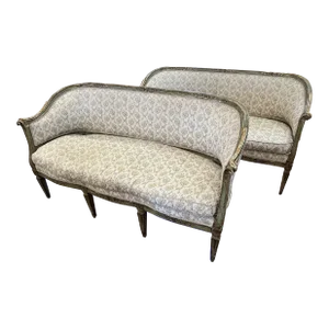 Late 18th Century Painted Italian Neoclassical Settees- a Pair