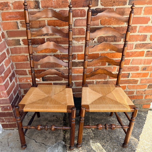 Pair of Mid 19th Century Ladderback and Bobbin Chairs We love the profile of this chair: narrow, tall and with bobbin...