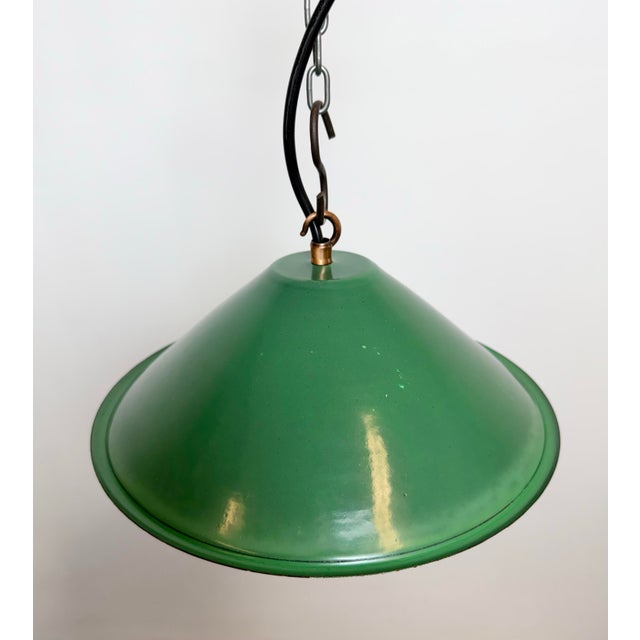 1950s Industrial Green Enamel Factory Pendant Lamp, 1950s For Sale - Image 5 of 16