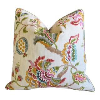 Colorful Botanical Floral Linen Feather/Down Pillow For Sale