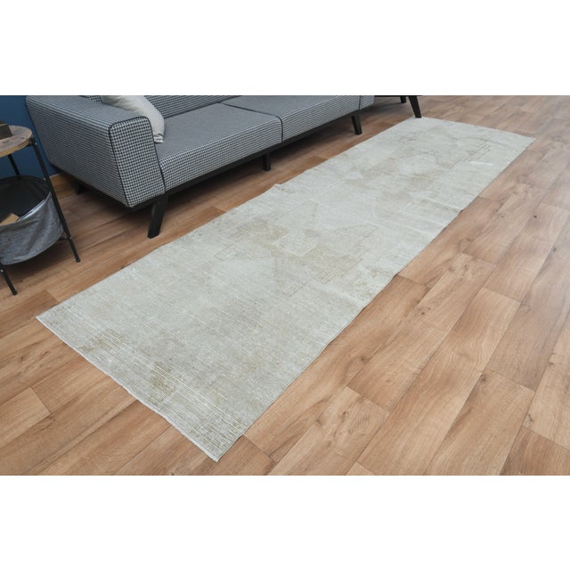 Beige 1970s Vintage Handmade Wool Cotton Turkish Beige Area Rug For Sale - Image 8 of 11