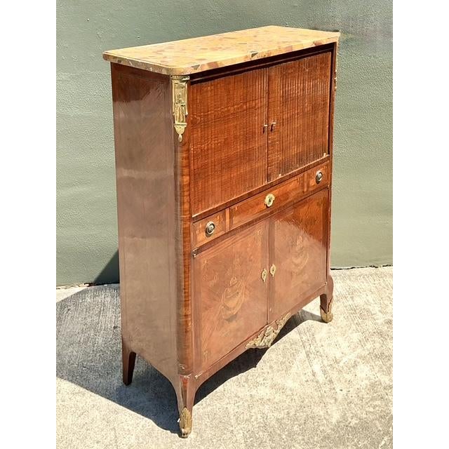 Vintage Inlay Secretaire With Stone Top For Sale - Image 9 of 13