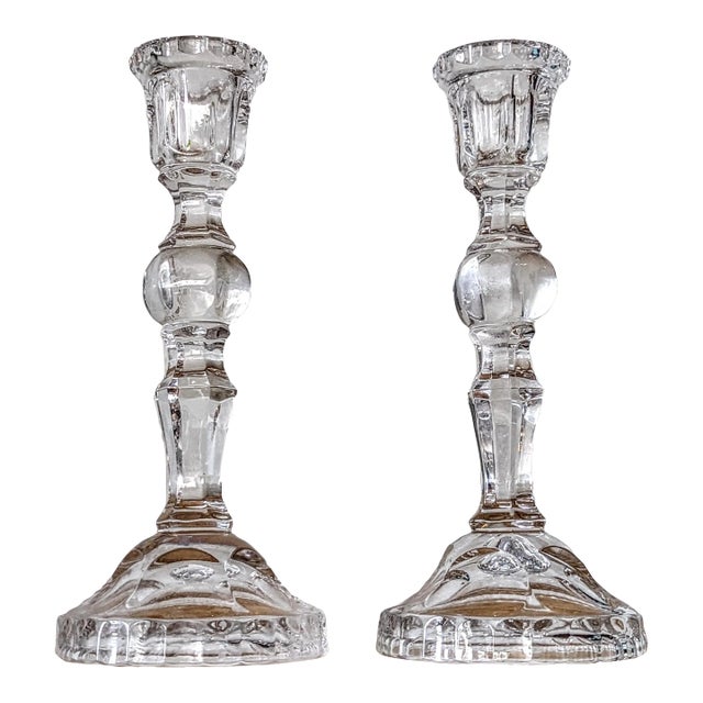 80's Classic Crystal Candlestick Holders- Set of 2 For Sale