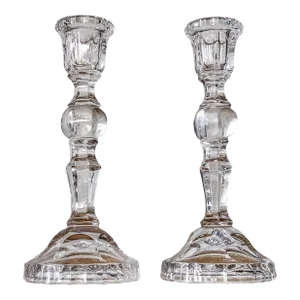 80's Classic Crystal Candlestick Holders- Set of 2