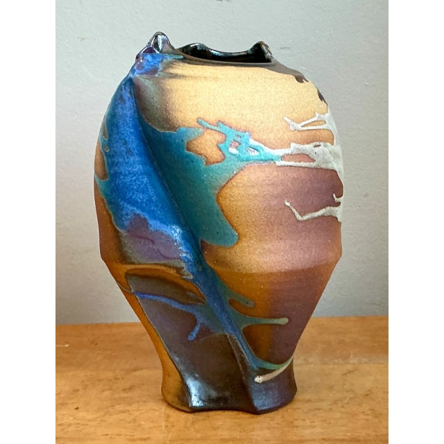 Vintage Abstract Drip Glaze Ceramic Vase For Sale - Image 11 of 12