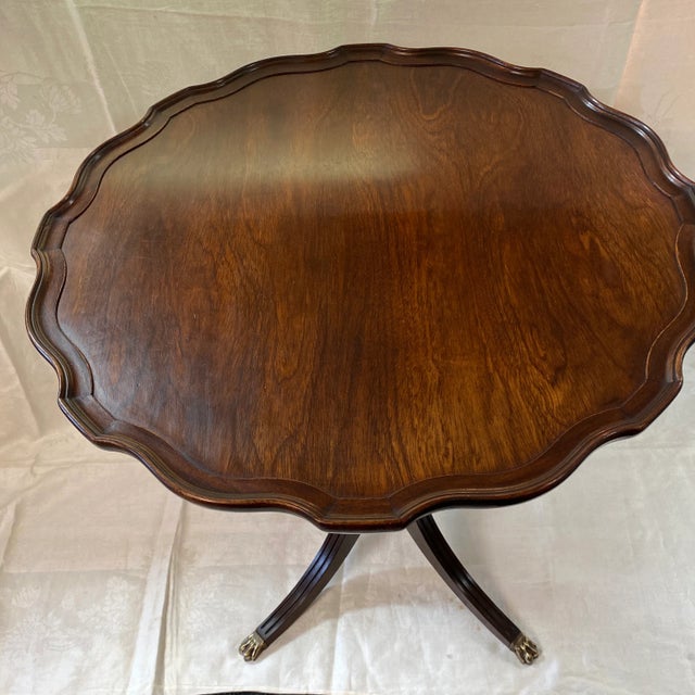 Brown Mahogany Scallop Edge Parlor Tables by Brandt - A Pair For Sale - Image 8 of 12
