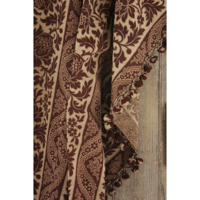 Curtain Antique French Printed Cotton Fabric C1860 Madder Brown Drape W Trim Chairish