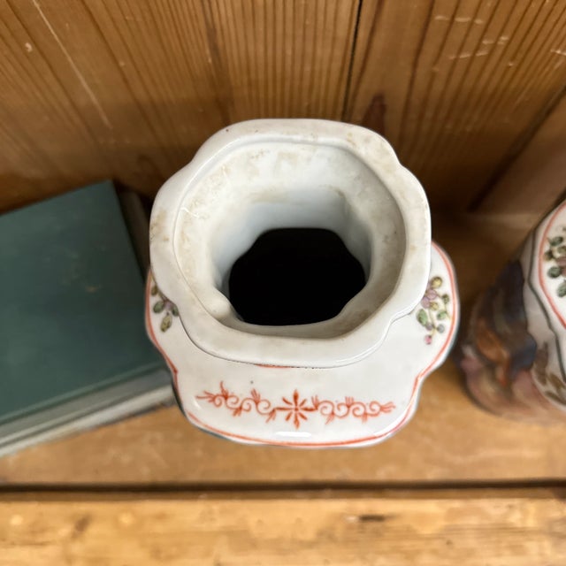 Early 20th Century Pair of Floral Pink and Blues Vases Early 19 Century Chinese Guangxu Period Attributing the 17c Qianlong For Sale - Image 5 of 12