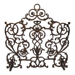 Cast Iron Scroll Fireplace Screen For Sale