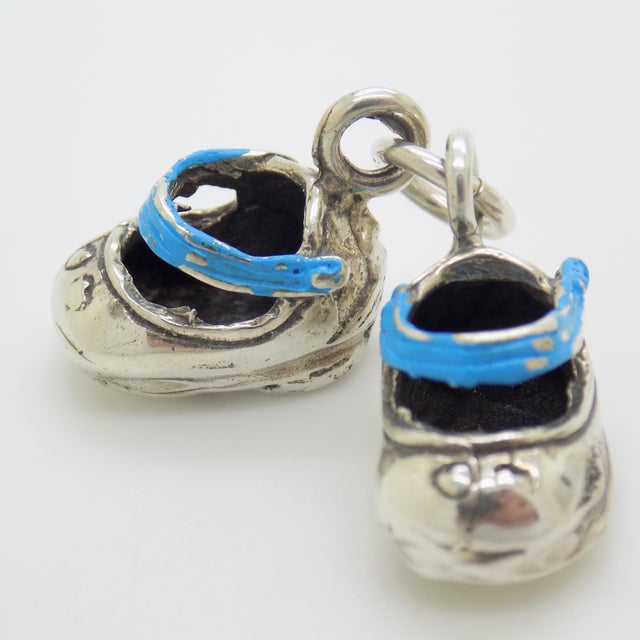 Vintage Italian Handmade Genuine Silver Baby Boy Shows Charm / Pendant For Sale - Image 4 of 8