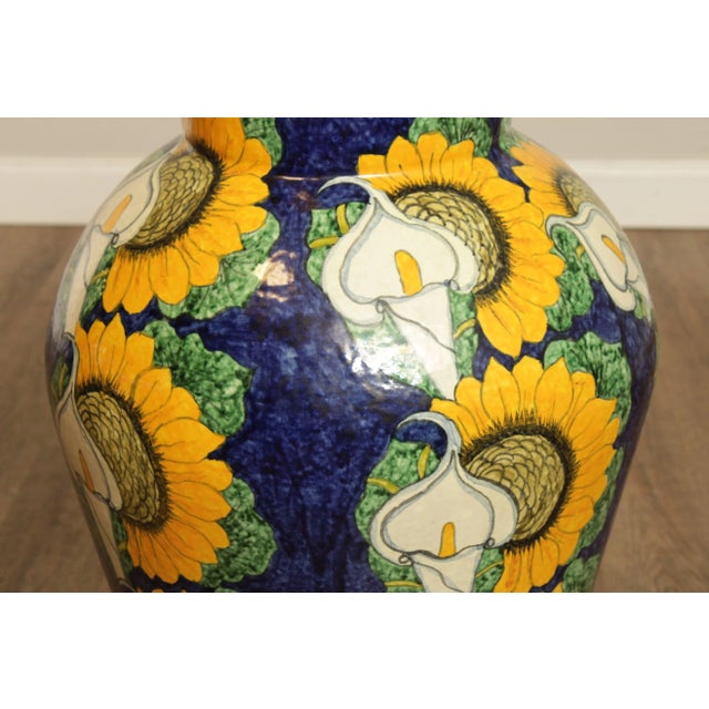 Hand Painted Mexican Pottery Ginger Jar or Urn For Sale - Image 9 of 12