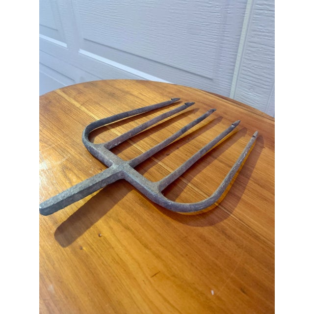 Metal 19th-Century Hand-Forged Five-Prong Iron Fishing Spear For Sale - Image 7 of 10