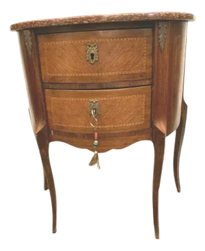 Louis XV Style Half Moon Chest of Drawers in Marquetry, 20th Century