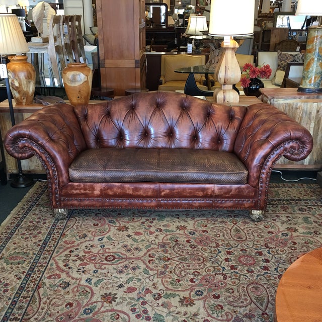 Councill Tufted Leather Camelback Sofa Chairish