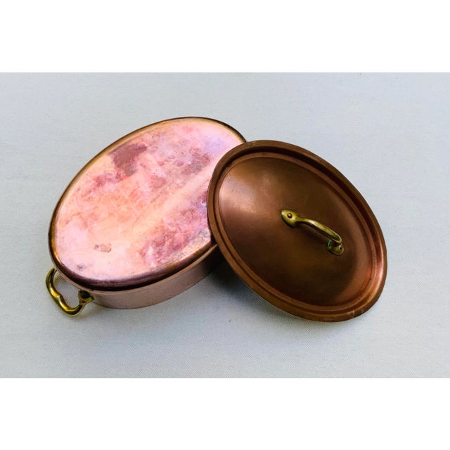 Copper Vintage Mauviel Copper Oval Roasting Pan With Domed Lid - French Cookware C. 1950 For Sale - Image 8 of 18
