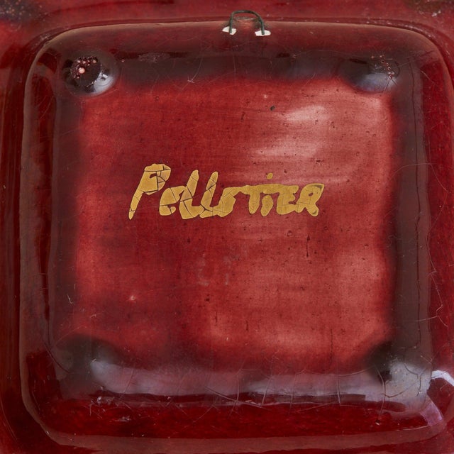 French Gilt + Crimson Ceramic Tray by Georges Pelletier, 1970s For Sale In Chicago - Image 6 of 6