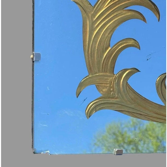 Antique Gold Gilt Venetian Etched Wall Mirror Beveled Glass Rectangle Vintage For Sale - Image 6 of 9