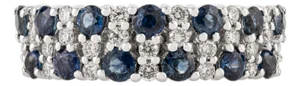 1.14 Carat Blue Sapphire & Diamond Half Eternity Wedding Band Ring Size 7 in 18k White Gold