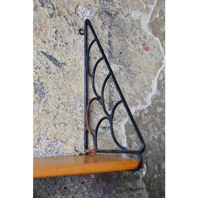 Vintage Wall Unit in Wood and Black Metal, 1950s For Sale - Image 6 of 11