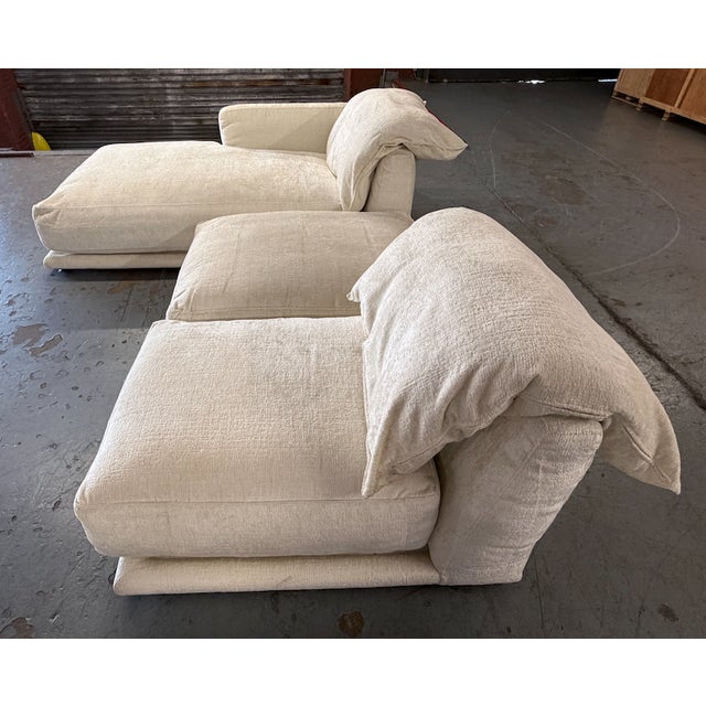 Montauk "Jill" Modular Sofa in Cream Off-White Velvet With Armless Chaise and Chair For Sale - Image 11 of 18