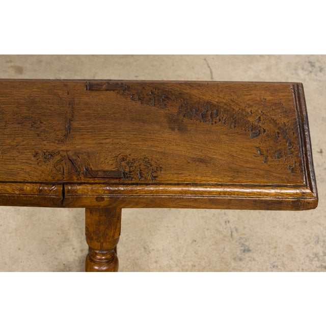 Late 19th Century French Provincial Oak Farmhouse Benches – A Pair For Sale - Image 11 of 16