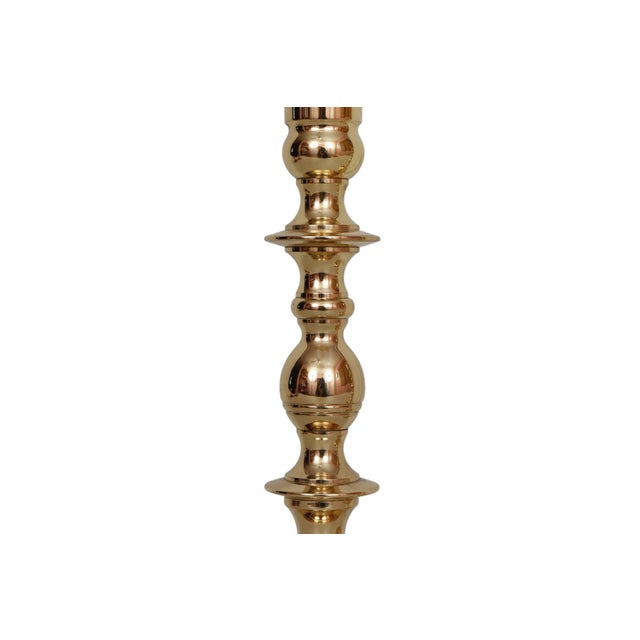 Traditional Brass Candlestick Holders, a Pair For Sale - Image 4 of 6